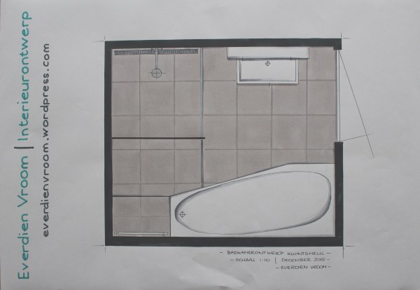 Plattegrond badkamer Kwintsheul | Everdien Vroom Interieurontwerp